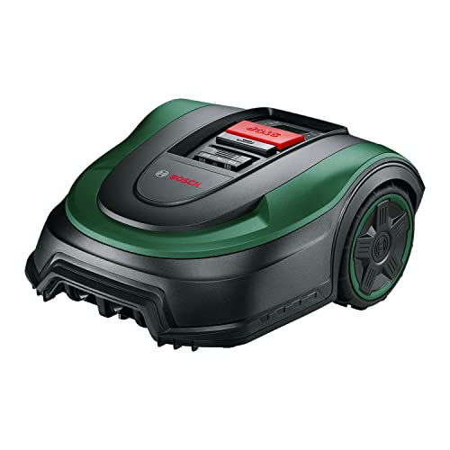 Bosch Home and Garden Rasenmäher Roboter Indego S+ 500 (mit 18V Akku und App-Funktion, Ladestation enthalten, Schnittbreite 19 cm, für Rasenflächen bis 500 m², im Karton), Schwarz, Grün