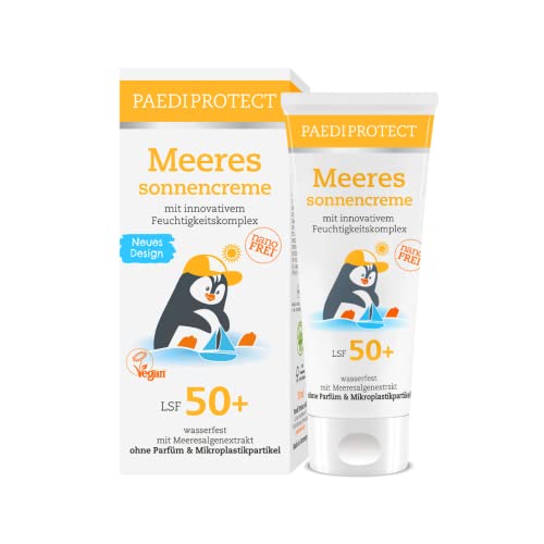 PAEDIPROTECT Meeressonnencreme Kinder Baby LSF 50+ 75 ml, Sonnencreme parfümfrei & wasserfest, Gesicht Körper Lichtschutzfaktor, Schutz vor UVA/UVB-Strahlung, vegan ohne Mikroplastik