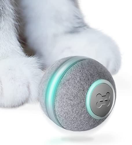 Cheerble Interaktives Katzenspielzeug, Intelligenter Katzenball mit 3 Modi, LED-Leuchten Wechselbar, Wiederaufladbar über USB, Geburtstagsgeschenk für die Jagd von Erwachsenen Katzen, Grau