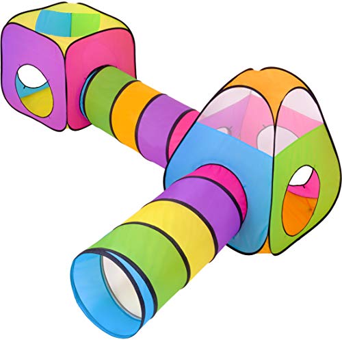 NUBUNI 4 in 1 : Spielzelt Kinderzelt : Babyzelt mit krabbeltunnel : Teiliges Bällebad : Spielzelt Babyzelt : Spielhaus mit Zelt Tasche und Tunnel : Mehrfarbig