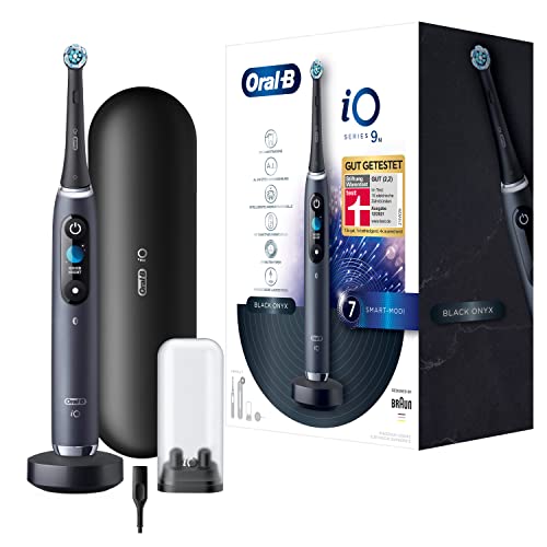 Oral-B iO 9 Elektrische Zahnbürste/Electric Toothbrush mit revolutionärer Magnet-Technologie & Mikrovibrationen, 7 Putzprogramme, 3D-Zahnflächenanalyse, Farbdisplay & Lade-Reiseetui, black onyx
