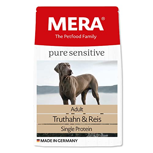 MERA pure sensitive Truthahn & Reis, Hundefutter trocken für sensible Hunde, Trockenfutter aus Truthahn und Reis, Futter für ausgewachsene Hunde, ohne Weizen und Zucker (12,5 kg)