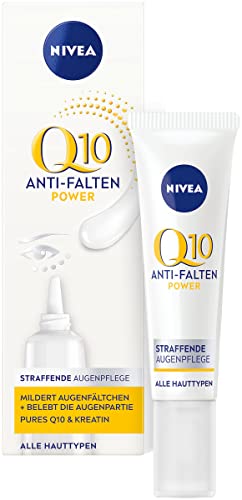 NIVEA Q10 Anti-Falten Power Straffende Augenpflege (15 ml), Augencreme gegen dunkle Augenringe, Feuchtigkeitscreme mit Q10 und Kreatin für die empfindliche Augenpartie