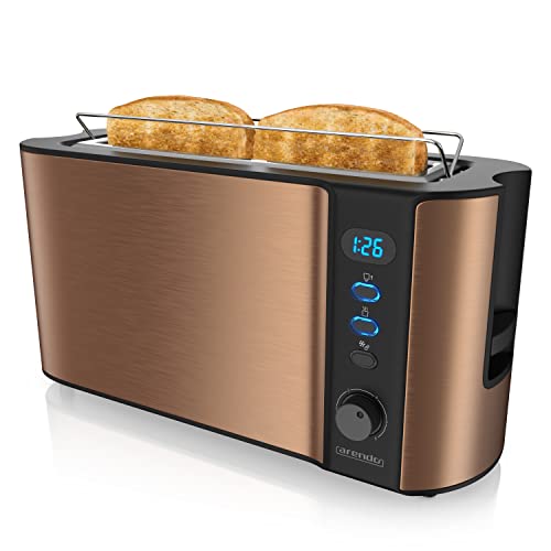 Arendo - Automatik Toaster Langschlitz - Defrost Funktion - Wärmeisolierendes Doppelwandgehäuse - integrierter Brötchenaufsatz - herausziehbare Krümelschublade - GS-Zertifiziert