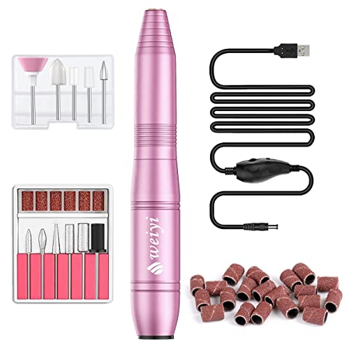 Weiyi Nagelfräser,Elektrische Nagelfeile für Gelnägel Acrylnägel Kallus Entfernen, 20000U/Min USB Professionell Einstellbarer Geschwindigkeit, Weihnachten 11 In 1 Maniküre Pediküre Set(Rosa)