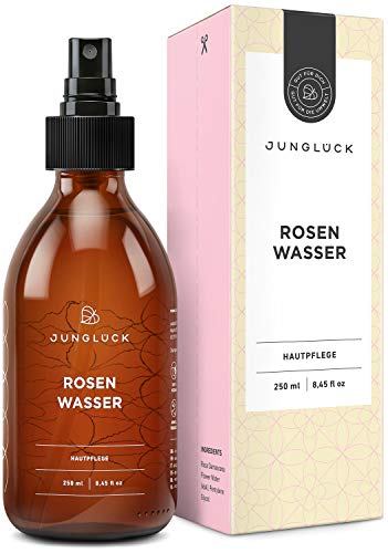BIO Rosenwasser vegan | Natürliche Inhaltsstoffe | 250 ml Reinigung und Pflege für Gesicht, Körper & Haare | Junglück Rosenwasser | Made in Germany