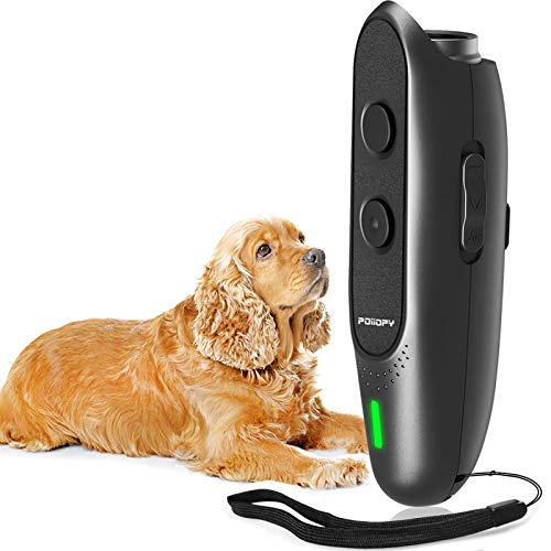 POIIOPY Anti Bell Gerät für Hunde mit Variabler Frequenz, Ultraschall Hunde Bell Abschreckung, Wiederaufladbar 2-in-1 Hunde Bell Kontrollgerät, Sicher Hundetraining, Verhaltenstrainer, 5m Reichweite