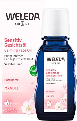 WELEDA Bio Mandel Sensitiv Gesichtsöl, intensives Naturkosmetik Bio Pflegeöl gegen unreine Haut, Hautirritationen und zur Make-up Entfernung,für Neurodermitiker geeignet (1 x 50 ml) | 50 ml(1er Pack)