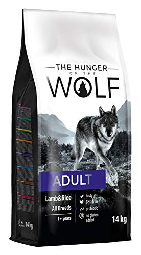 The Hunger of the Wolf Hundefutter für ausgewachsene Hunde aller Rassen, Fein zubereitetes Trockenfutter mit Lamm und Reis - 14 kg