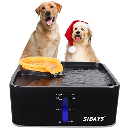 Trinkbrunnen für Hunde,SIBAYS 5 Schichten Filtration System 235oz/7L Extra große leise intelligente BPA-freie automatische Hundetrinkschale mit Ersatzfilter & Haarbeutel, Schwarz-Orange