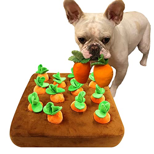 Celawork Intelligenzspielzeug für Hund Interaktives Spielzeug Plüsch Karotte Schnüffelteppich hundespielzeug Intelligenz schnüffelteppich Hunde Gemüse Plüschtier Für Hund (No Squaker)