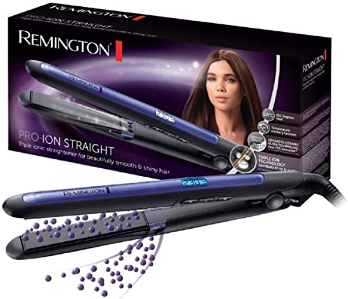 Remington Glätteisen [Testsieger] Pro-Ion (dreifache Ionen-Technologie & Ultra-Turmalin-Keramikbeschichtung sorgen für weniger Frizz und statische Aufladung) LCD-Display, Haarglätter S7710 Lila