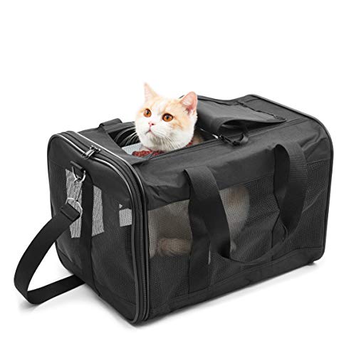 HITSLAM hundebox Faltbar Hundetransportbox Katzentransportbox Katzenbox Transportbox katzentasche für Hund, Katzen, Airline Zugelassen, Reisefreundliche Transporttasche (M)