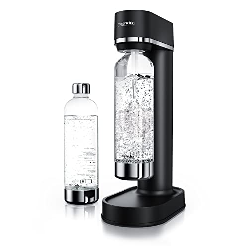 Arendo - Wassersprudler 850 ml – inkl. 2X 850 ml Wasserflaschen, BPA-frei – Sprudler fein dosierbar – kompatibel mit 60 l CO2 Zylindern - schwarz