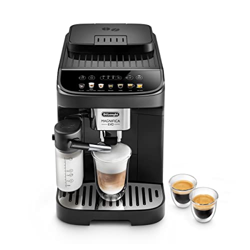 De'Longhi Magnifica Evo ECAM 292.81.B Kaffeevollautomat mit Milchsystem, 7 Direktwahltasten für Cappuccino, Espresso und weitere Kaffeespezialitäten, intuitives Bedienfeld, 2-Tassen-Funktion, Schwarz