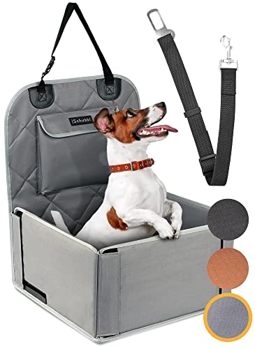 Schubbi Hundeautositz für kleine bis Mittlere Hunde - Hundesitz Auto mit großer Tasche für Vorder- und Rücksitz (Grau).