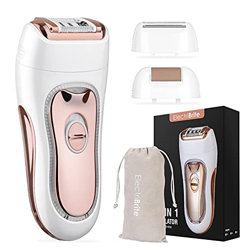 Epilierer Damen, ElectriBrite kabelloser Epilator für langanhaltende Haarentfernung, Epilieren & Rasieren, Epiliergerät Damen mit Led-Licht für Achseln und Bikinizone, Fußpflege, Aufladbar