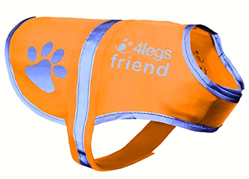 4LegsFriend Hunde Sicherheitsweste (5 Größen, XL) - Hohe Sichtbarkeit für Outdoor Aktivitäten Tag und Nacht, Hält den Hund Sichtbar, Sicher vor Autos & Jagtunfällen | Blaze Orange