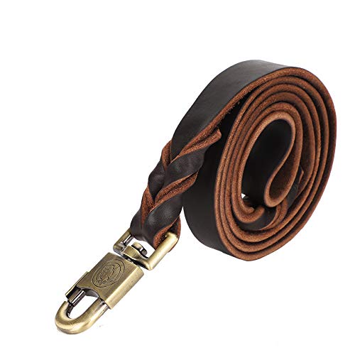 Leder Hundeleine Hundeführleine Lederleine Hund Weiches Leder Hundehalsband & Leine in geflochtenen Hundetrainingsleine 2,5 cm Breite Haustierkette(2.5 x 150cm)