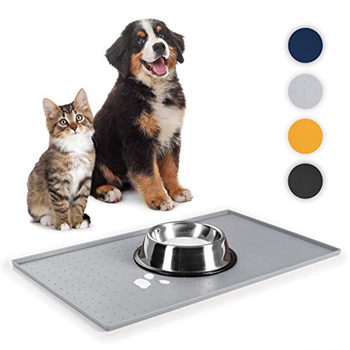 Everanimals rutschfeste Napfunterlage Hund Katzen - Silikonmatte Fressnapf-Unterlage, 60x40cm