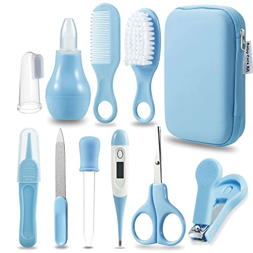 PandaEar Baby Pflegeset 15 teilige Erstausstattung für Neugeborene, Baby Nagelpflegeset Care Set, Baby Nagelfeile Babykamm, Bürste, Fingerzahnbürste, Nagelschneider, Schere, Nasenaspirator