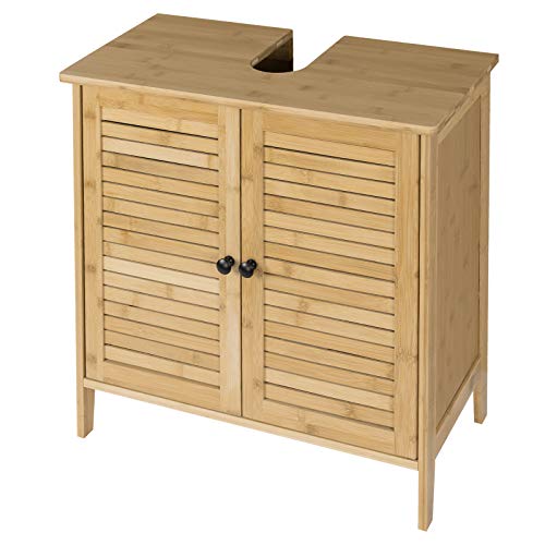 EUGAD Waschbeckenunterschrank Unterschrank Badezimmerschrank Waschtisch Badschrank mit 2 Türe 60 x 30 x 60 cm Bambus