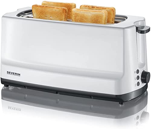 SEVERIN AT 2234 Automatik-Toaster (1.400 W, 2 Langschlitzkammern, Für bis zu 4 Brotscheiben) weiß/grau, 15x22x25cm