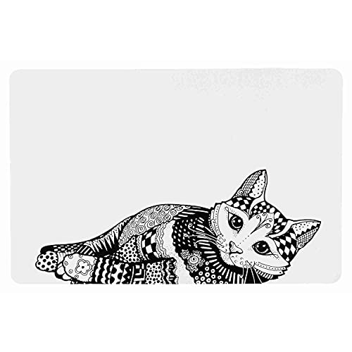 TRIXIE 24788 Napfunterlage Katze, 44 × 28 cm, weiß/schwarz