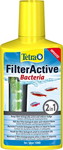 Tetra FilterActive Bacteria - 2in1 Mix aus lebenden Starterbakterien und schlammreduzierenden Reinigungsbakterien, hält den Filter biologisch aktiv und reduziert Mulm, 250 ml