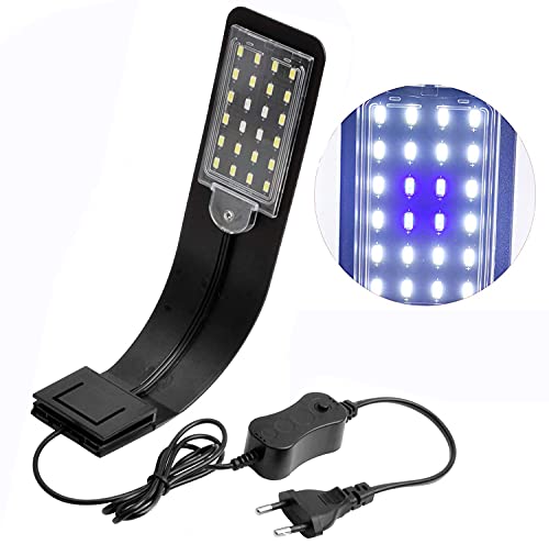 OsAtNb 24 LED Aquarium Licht 10W Aquarium Beleuchtung mit Weiß und Blaulicht LED Wasserpflanzenlicht Ultradünnes Aquarium Beleuchtung Lampe Pflanzenwachstumslicht für Aquarien