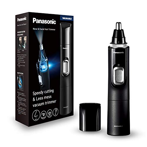Panasonic ER-GN300 Nasenhaartrimmer, flexibel einsetzbar für Nasenhaare, Ohrenhaare & Augenbrauen, Absaugfunktion, Schwarz