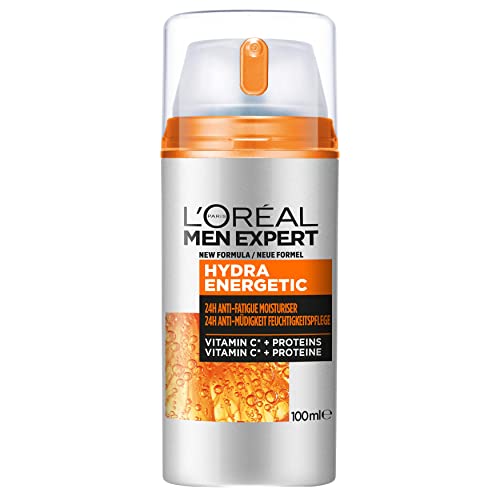 L'Oréal Men Expert Gesichtspflege gegen müde Haut für Männer, Belebende Feuchtigkeitscreme Vitamin C, Hydra Energy Feuchtigkeitspflege 24H Anti-Müdigkeit, 1 x 100 ml