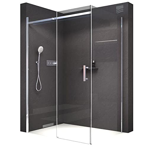 BERNSTEIN® Duschabtrennung 120 x 90 x 195 cm, Eck-Duschkabine mit Schiebetür, Duschabtrennung EX806 mit Nano, 8 mm ESG-Glas, Duschtür nach links öffnend