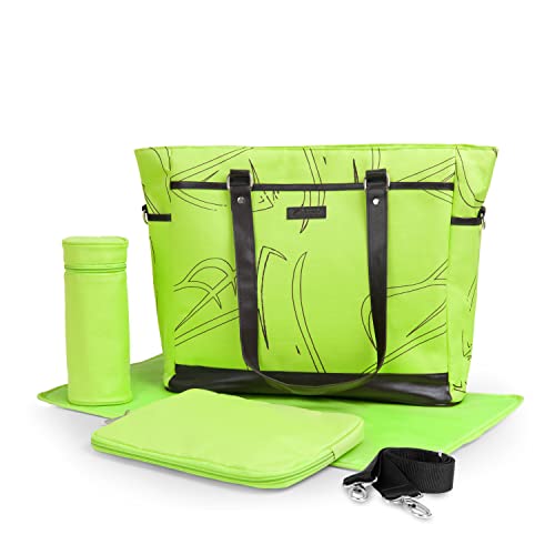 hauck Wickeltasche Sammy Bag inklusive Wickelunterlage, isolierter Flaschenhalter, Utensilientasche, Große Babywickeltasche, Lime Grün
