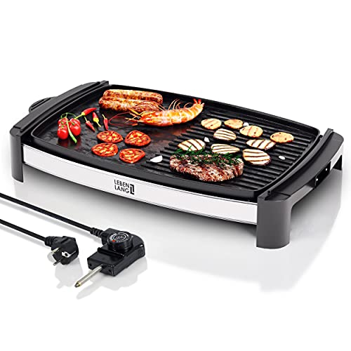Elektrogrill Tischgrill elektrisch mit TÜV & GS 2200 Watt | 4 – 8 Personen BBQ Tisch Grill - Indoor XXL Teppanyaki Grill Platte | Grills tepaniaky Tischgrill Elektro Grillplatte elektrisch für Balkon