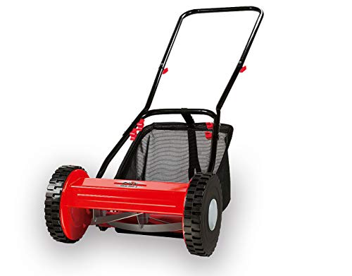 Grizzly Tools Hand-Rasenmäher Spindelmäher (30 cm Schnittbreite, stufenlose Höhenverstellung 14-47 mm Schnitthöhe, Mähspindel mit 5 hochwertigen Stahlmessern, großflächige Räder, 18 Liter Fangsack)