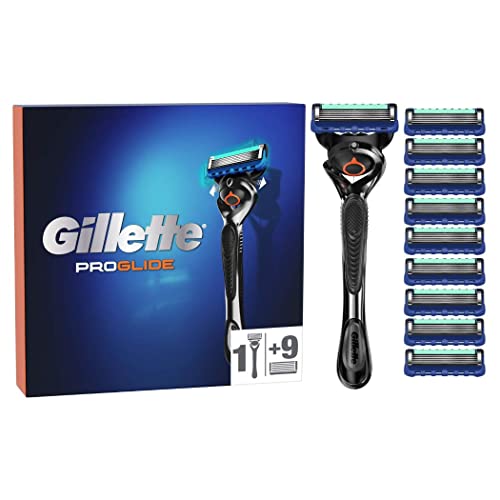 Gillette ProGlide Nassrasierer Herren, Rasierer + 10 Rasierklingen mit 5-fach Klinge, Vaterstagsgeschenk