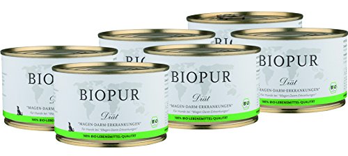 BIOPUR Bio Diät-Hundefutter bei Magen-Darm-Erkrankungen für Hunde 6x400g