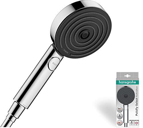 hansgrohe Duschkopf Pulsify Select S, Duschbrause wassersparend, 3 Strahlarten Relaxation, Antikalk-Funktion, Chrom