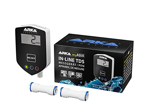 ARKA myAQUA® Inline TDS-Messgerät | Misst dauerhaft den TDS Wert von Wasser | 1/4 Zoll Anschlüsse | Kompakt & präziese | Ideal für Umkehrosmoseanlagen | 1 Stück