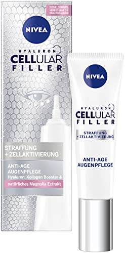 NIVEA Hyaluron Cellular Filler Anti-Age Augenpflege (15 ml), straffende Augencreme mit Magnolia Extrakt, Feuchtigkeitspflege mildert Falten und polstert auf