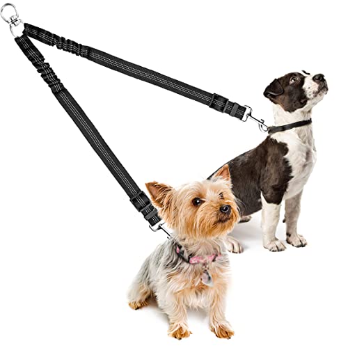 Hundeleine für Zwei Hunde,360° Drehbar und Einstellbar,Doppelleine Keine Verwicklungen für kleine, Mittlere und Große Hunde,Reflektierend,Leine für 2 Hunde für Walking,Training und Jogging