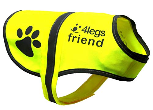 4LegsFriend Hunde Sicherheitsweste mit Leinenbefestigungsring 5 Größen - Hohe Sichtbarkeit für Outdoor Aktivitäten Tag und Nacht, Hält den Hund Sichtbar, Sicher vor Autos und Jagtunfällen (XS)