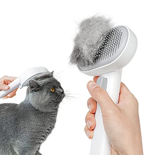 Katzenbürste Kurzhaar, Aumuca Katzenbürste Hundebürste Langhaar, Haustier Bürsten, Selbstreinigende Fellbürste Katze für Langhaar und Kurzhaar Entfernt lose Unterwolle, Matten und verfilzte Haare