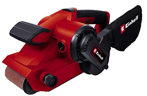 Einhell Bandschleifer TC-BS 8038 (800 W, präziser Bandlauf mit Feinjustierung, keramische Schutz-Einlage, Zusatzhandgriff, integrierte Staubabsaugung, inkl. Schleifband)