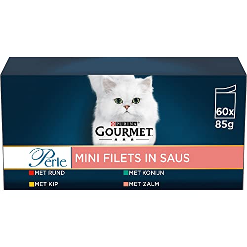 PURINA GOURMET Perle Erlesene Streifen Katzenfutter nass, Sorten-Mix, 60er Pack (60 x 85g)
