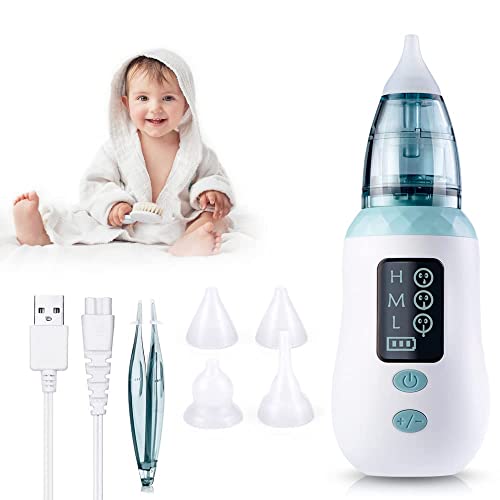 Nasensauger, bubbacare USB Nasensauger mit 3 Saugstufen, Ohrenschmalz-Entferner mit 4 wiederverwendbaren Rotz-Saugdüsen für Kleinkinder und Kleinkinder