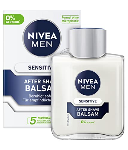 NIVEA MEN Sensitive After Shave Balsam (100 ml), beruhigendes After Shave, feuchtigkeitsspendende Hautpflege nach der Rasur mit Kamille und Vitamin E