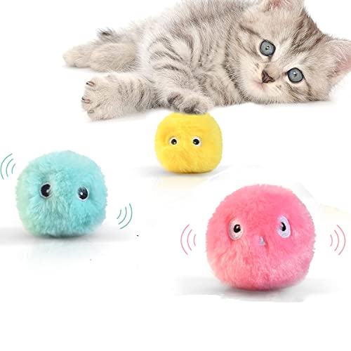 3-Teiliges Katzenspielzeug Mit Katzenminze, Interaktives Katzenball Elektrisch mit Gerausch, FüR Katze Zum Spielen