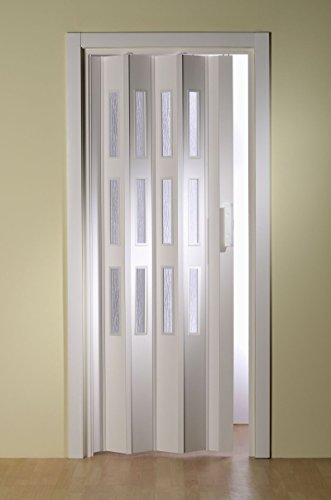 Kunststoff - Falttür mit 3 Fenster Luciana weiß 88,5x202 cm doppelwandig 10 mm; Made in Italy